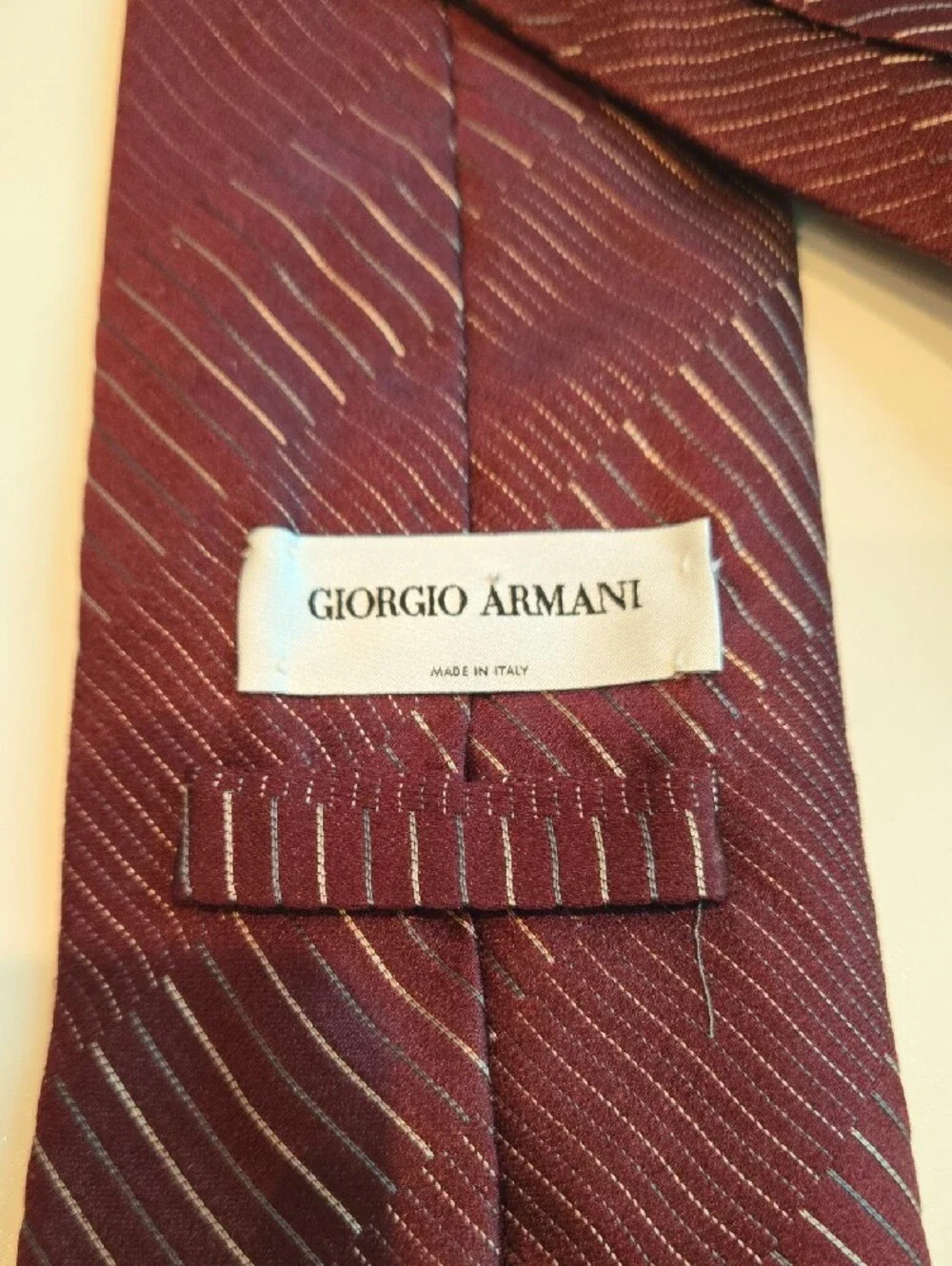 Giorgio Armani Men's Deep Burgundy Silk Diagonal Stripe Tie